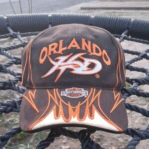 Harley-Davidson Brown Cap with Orange and White Embroidery
